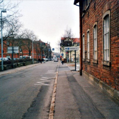 Das Foto zeigt die damalige Mathildenstraße.