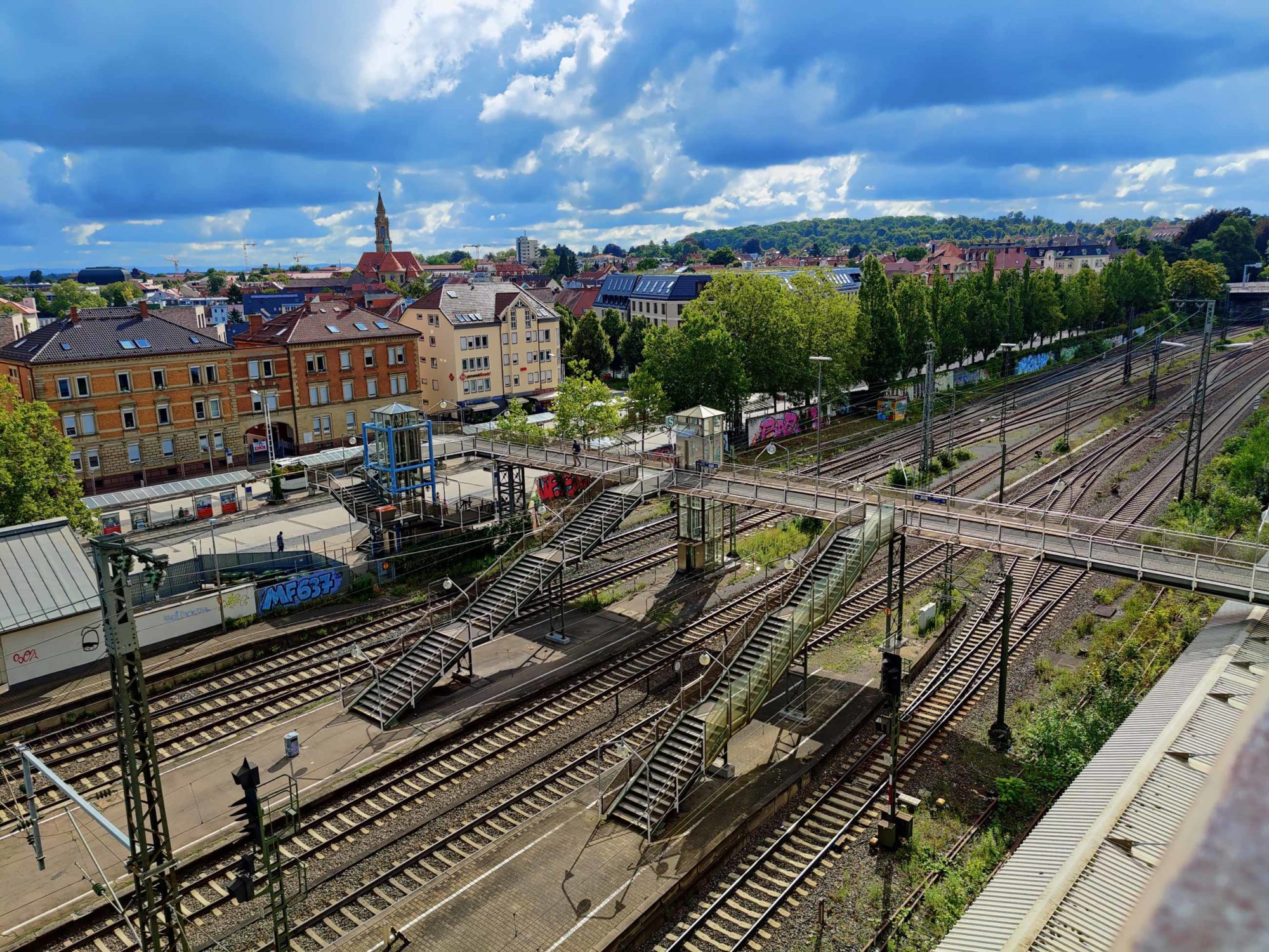 Luftbild vom Bahnhof Ludwigsburg